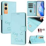 For OnePlus Nord CE4 Lite Smile Embossing RFID Leather Phone Case(Mint Green)