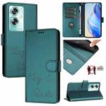 For OnePlus Nord N30 SE Smile Embossing RFID Leather Phone Case(Peacock Green)