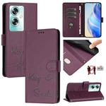 For OnePlus Nord N30 SE Smile Embossing RFID Leather Phone Case(Violet)