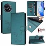 For OnePlus 11R 5G Global Smile Embossing RFID Leather Phone Case(Peacock Green)