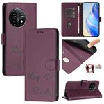 For OnePlus 11 Smile Embossing RFID Leather Phone Case(Violet)