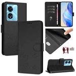 For OnePlus Nord N300 Smile Embossing RFID Leather Phone Case(Black)