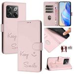 For OnePlus Ace Pro / 10T Smile Embossing RFID Leather Phone Case(Pink)