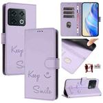 For OnePlus 10 Pro Smile Embossing RFID Leather Phone Case(Light Purple)