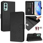 For OnePlus Nord 2 5G Smile Embossing RFID Leather Phone Case(Black)