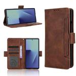 For Samsung Galaxy Z Fold7 Skin Feel Calf Texture Card Slots Leather Phone Case(Brown)