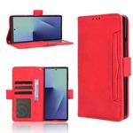 For Samsung Galaxy Z Fold7 with Pen Slot Skin Feel Calf Texture Card Slots Leather Phone Case(Red)