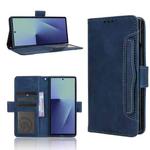For Samsung Galaxy Z Fold7 with Pen Slot Skin Feel Calf Texture Card Slots Leather Phone Case(Blue)