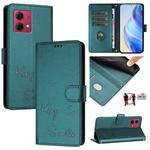 For Motorola Moto G84 5G Smile Embossing RFID Leather Phone Case(Peacock Green)