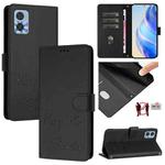 For Motorola Moto E22 4G/E22i 4G Smile Embossing RFID Leather Phone Case(Black)