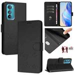 For Motorola Edge 30 Smile Embossing RFID Leather Phone Case(Black)