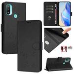 For Motorola Moto E20/E30/E40 Smile Embossing RFID Leather Phone Case(Black)