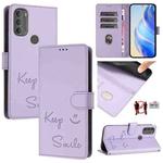 For Motorola Moto G71 5G Smile Embossing RFID Leather Phone Case(Light Purple)