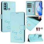 For Motorola Moto G60/G40 Fusion Smile Embossing RFID Leather Phone Case(Mint Green)