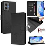 For Motorola Moto G55 Smile Embossing RFID Leather Phone Case(Black)