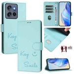 For Motorola Edge 50 Neo Smile Embossing RFID Leather Phone Case(Mint Green)