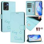 For Motorola Moto G05 Smile Embossing RFID Leather Phone Case(Mint Green)