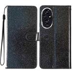 For Honor 200 Glitter Powder Flip Leather Phone Case(Black)