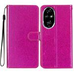 For Honor 200 Pro Glitter Powder Flip Leather Phone Case(Rose Red)