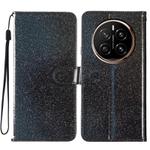 For Honor Magic7 Glitter Powder Flip Leather Phone Case(Black)