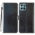 For Honor X6c 4G Glitter Powder Flip Leather Phone Case(Black)
