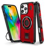 For iPhone 16 Pro Max Ring Holder Carbon Fiber PC Hybrid TPU Phone Case(Red)