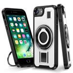 For iPhone 7 / 8 / SE 2022 Ring Holder Carbon Fiber PC Hybrid TPU Phone Case(White)