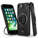 For iPhone 7 / 8 / SE 2022 Ring Holder Carbon Fiber PC Hybrid TPU Phone Case(Black)