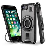 For iPhone 7 / 8 / SE 2022 Ring Holder Carbon Fiber PC Hybrid TPU Phone Case(Grey)