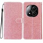 For Redmi Note 14 Pro+ 5G Glitter Powder Flip Leather Phone Case(Rose Gold)