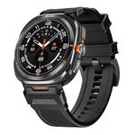 For Samsung Galaxy Watch Ultra 47mm Black Steel Buckle Rubber Quick Release Watch Band(Black)