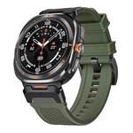 For Samsung Galaxy Watch Ultra 47mm Black Steel Buckle Rubber Quick Release Watch Band(Army Green)