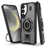 For Samsung Galaxy S23 5G Ring Holder Carbon Fiber PC Hybrid TPU Phone Case(Grey)