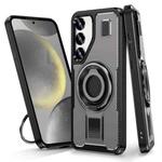 For Samsung Galaxy S23+ 5G Ring Holder Carbon Fiber PC Hybrid TPU Phone Case(Grey)