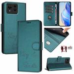 For Asus Zenfone 11 Ultra Smile Embossing RFID Leather Phone Case(Peacock Green)