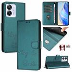 For Blackview Color 8 Smile Embossing RFID Leather Phone Case(Peacock Green)