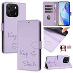 For Blackview Wave 6C Smile Embossing RFID Leather Phone Case(Light Purple)