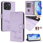 For Blackview Oscal Flat 1C Smile Embossing RFID Leather Phone Case(Light Purple)