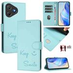 For Blackview Oscal Flat 2 Smile Embossing RFID Leather Phone Case(Mint Green)