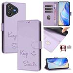 For Blackview Oscal Flat 2 Smile Embossing RFID Leather Phone Case(Light Purple)