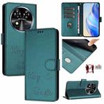 For Oukitel C37 Smile Embossing RFID Leather Phone Case(Peacock Green)