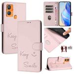 For Oukitel C33 Smile Embossing RFID Leather Phone Case(Pink)