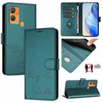 For Oukitel C33 Smile Embossing RFID Leather Phone Case(Peacock Green)