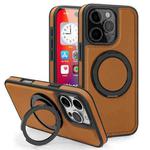 For iPhone 16 Pro Yashi 360 Degree Rotating MagSafe Holder Phone Case(Brown)