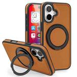 For iPhone 16 Yashi 360 Degree Rotating MagSafe Holder Phone Case(Brown)