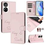 For ZTE Blade V40s Smile Embossing RFID Leather Phone Case(Pink)