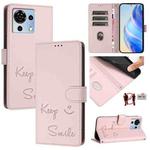 For ZTE Blade V50 Vita Smile Embossing RFID Leather Phone Case(Pink)