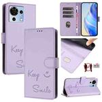 For ZTE Blade V50 Vita Smile Embossing RFID Leather Phone Case(Light Purple)