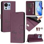 For ZTE Blade V50 Vita Smile Embossing RFID Leather Phone Case(Violet)