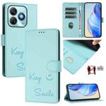 For ZTE Blade A75 4G Smile Embossing RFID Leather Phone Case(Mint Green)